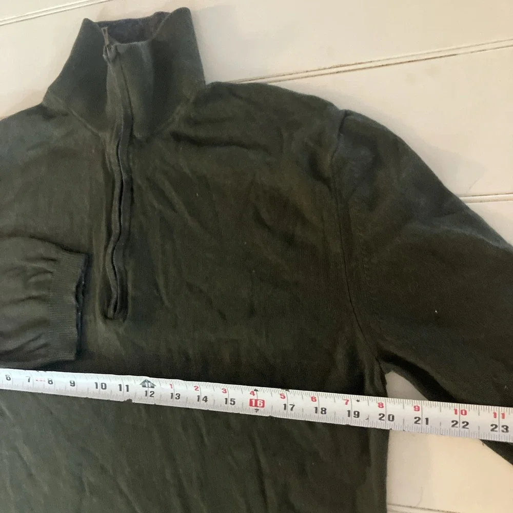 Banana Republic Dark Green Silk Cashmere 1/4 Zip Mock Neck Size Large
